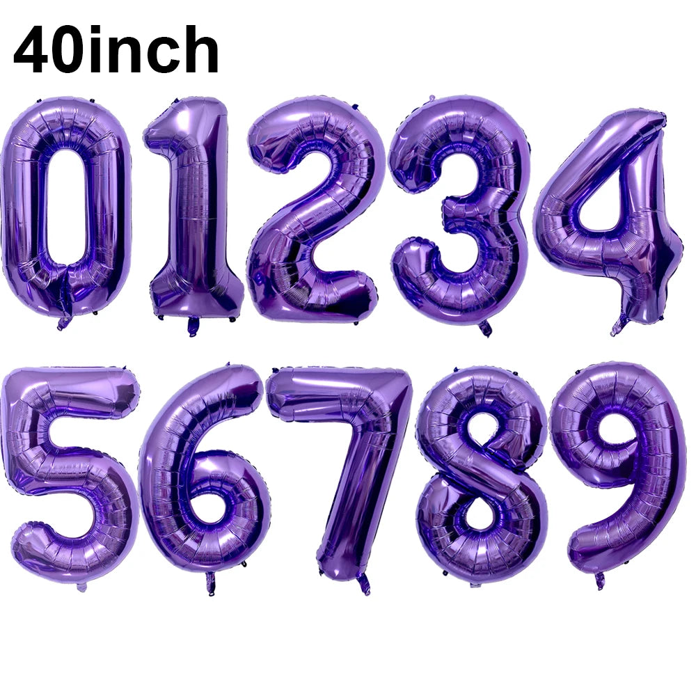40-Inch Purple Number Foil Balloons