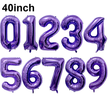 40-Inch Purple Number Foil Balloons