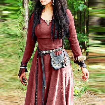 Women's Retro Medieval Renaissance Tunic Dress - Vintage Viking & Celtic Cosplay Costume