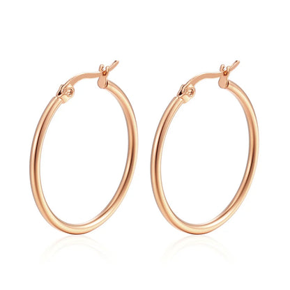 Classic Stainless Steel Big Hoop Earrings – Lightweight Round Circle Jewelry (30-80mm)