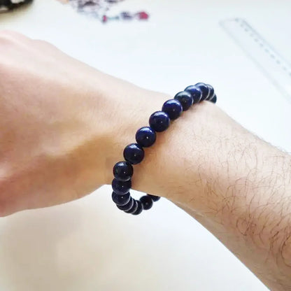 Natural Lapis Lazuli Gemstone Beaded Stretch Bracelet
