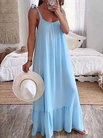 Solid Color Casual Loose Versatile Style Dress