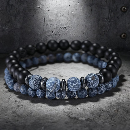 Pair Tiger Eyes Stone Strand Bracelet