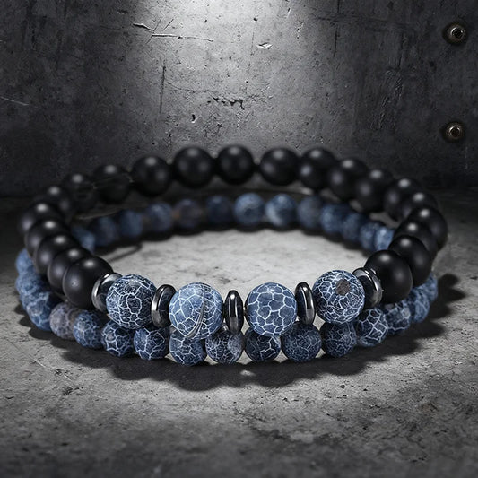 Pair Tiger Eyes Stone Strand Bracelet