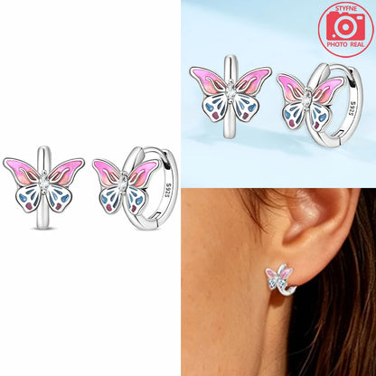 925 Sterling Silver Dancing Bee Hoop Earrings – Cute Enamel Zircon Jewelry