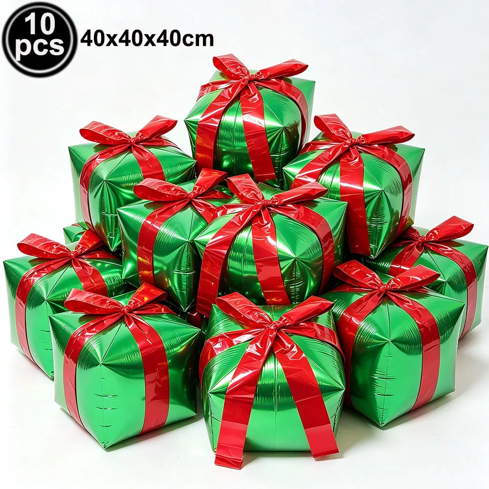 Large Santa Claus Foil Balloons & Christmas Tree Gift Box Decor