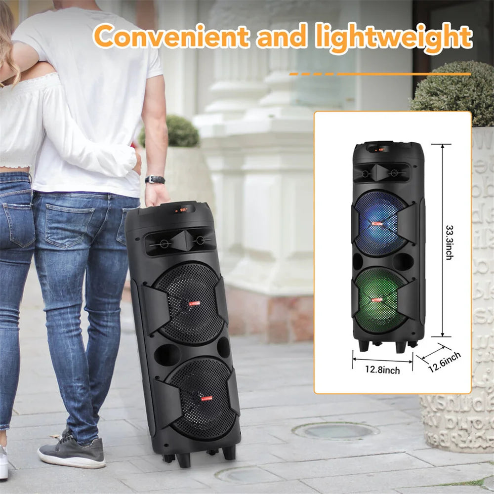 Portable Party Bluetooth Speaker with Dual 6.5" Woofers & Mic