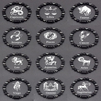 12 Zodiac Sign Natural Bead Bracelet for Men & Women