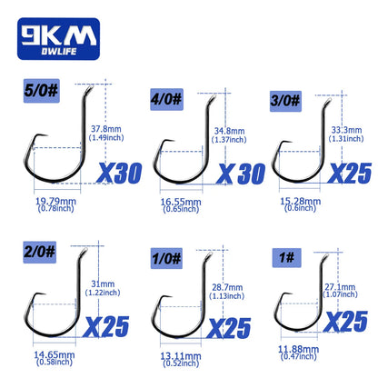 9KM Heavy-Duty High Carbon Steel Circle Fishing Hooks Set