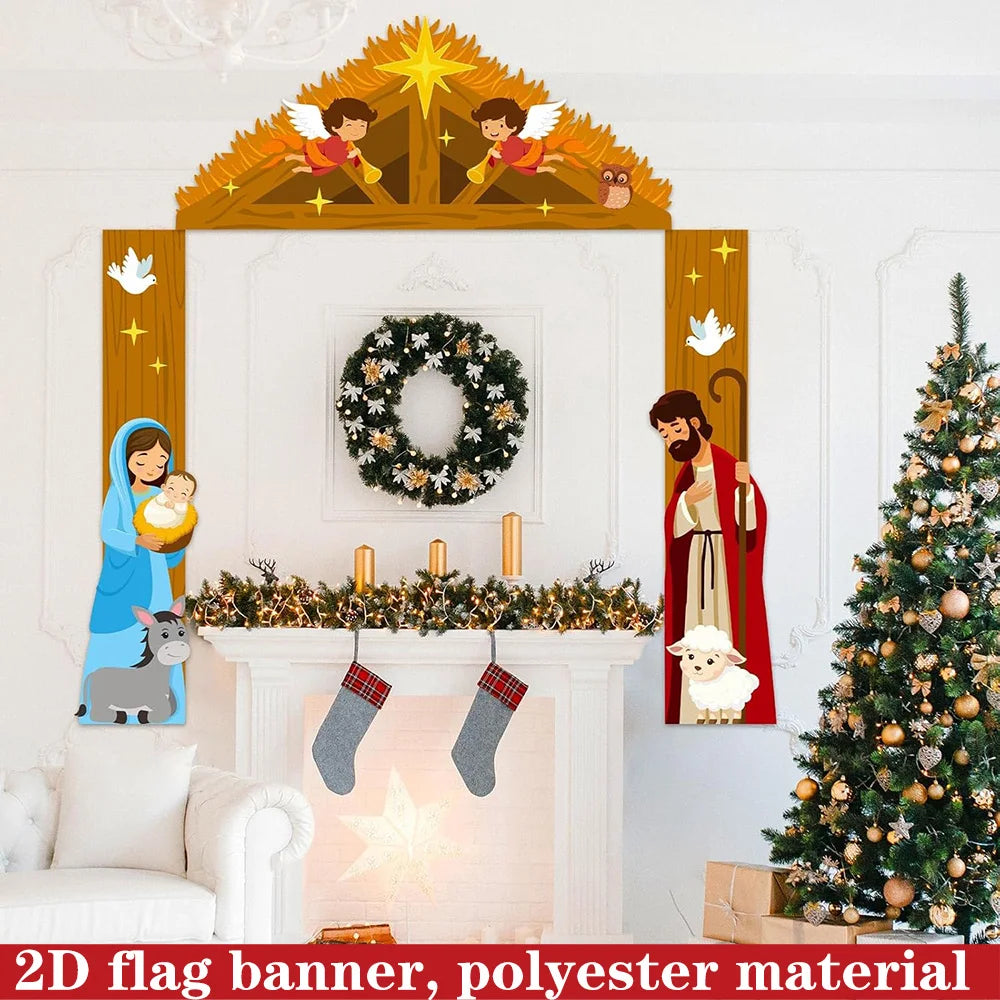 Christmas Angel & Jesus Nativity Porch Banner Set