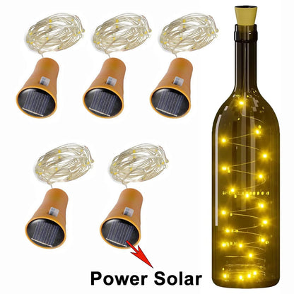 Solar Wine Bottle Cork Copper Wire Fairy Lights (20 LEDs)