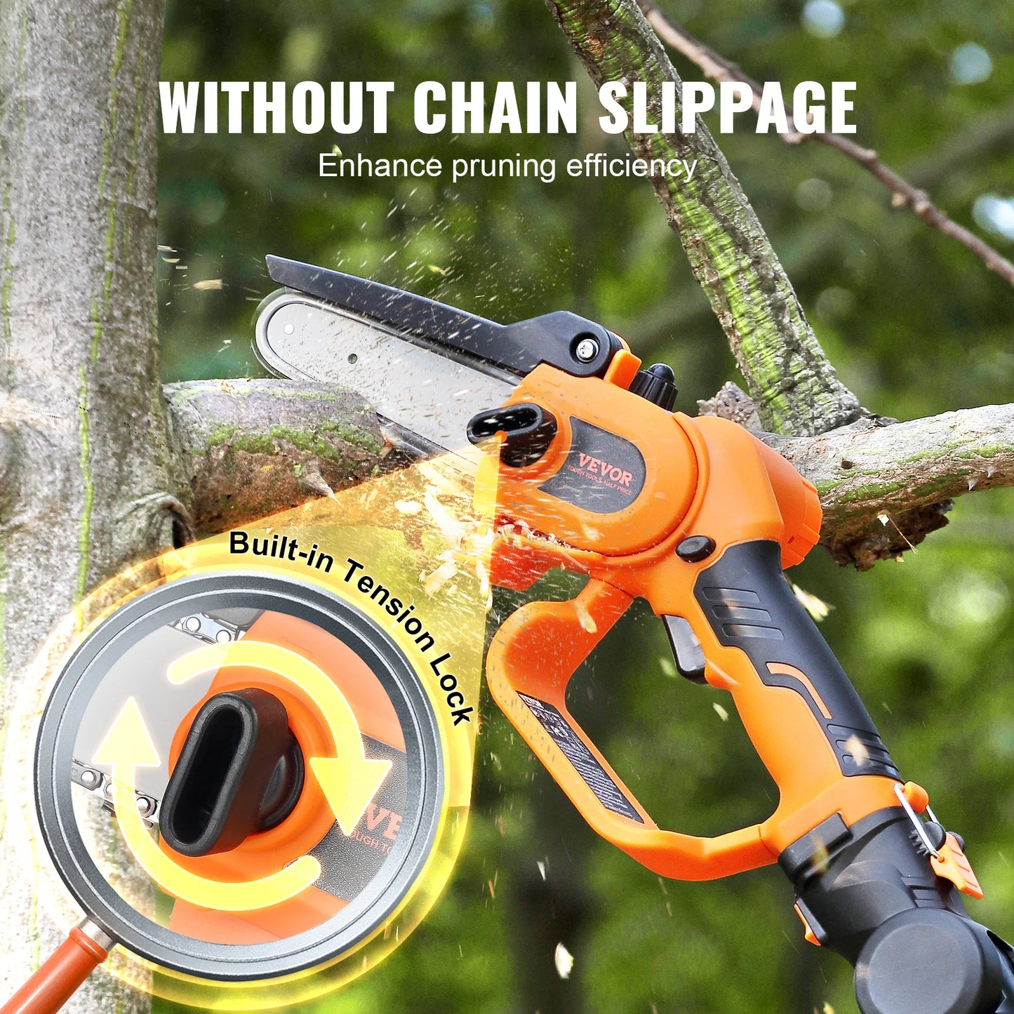VEVOR 2-in-1 Cordless Pole Saw & Mini Chainsaw Battery Pole 8ft Reach