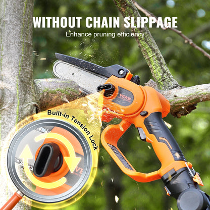 VEVOR 2-in-1 Cordless Pole Saw & Mini Chainsaw Battery Pole 8ft Reach