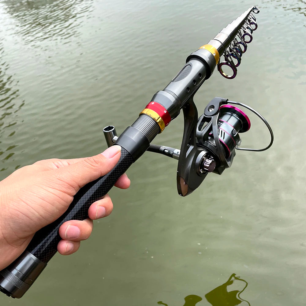 1.8-3.6m Carbon Fiber Fishing Rod And Reel Combo