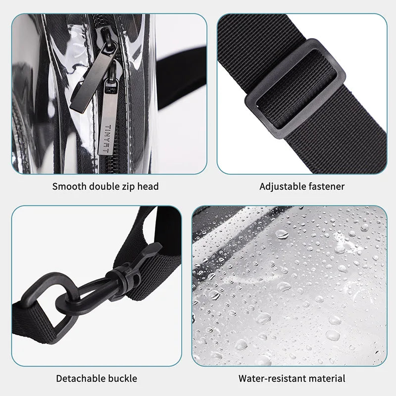 Clear Crossbody Chest Bag with USB Charging Port