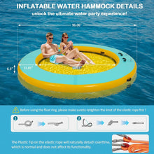 8 FT Round Floating Ring Inflatable Water Hammock with Detachable Ladder