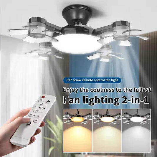2-in-1 E27 Drone-Design Ceiling Fan Light with Remote Control (60W)