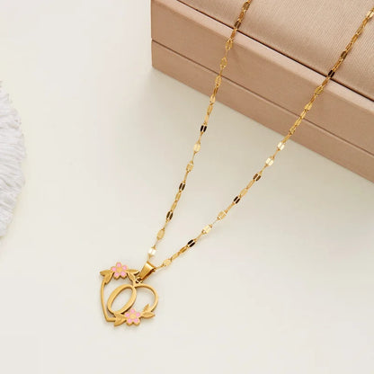 Stainless Steel Love Heart A-Z Letter Necklace
