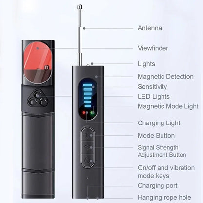 Anti-Spy Hidden Camera & Bug Detector – Portable RF Signal Scanner & Infrared GPS Tracker Finder