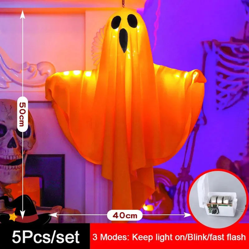 Hanging LED Light-Up Ghost Halloween Decoration