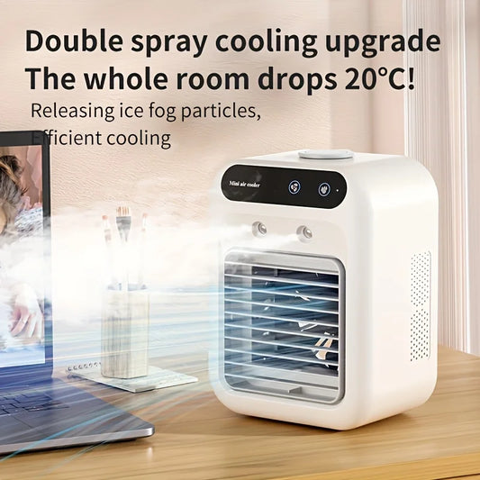 Portable USB Desktop Air Cooler with 1800mAh Battery and Water Tank