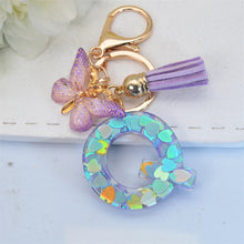 Exquisite Initial Blue Shiny Resin Keychain