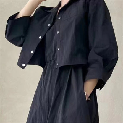 REALEFT Women's 2-Piece Short Jacket & Tank Dress Set