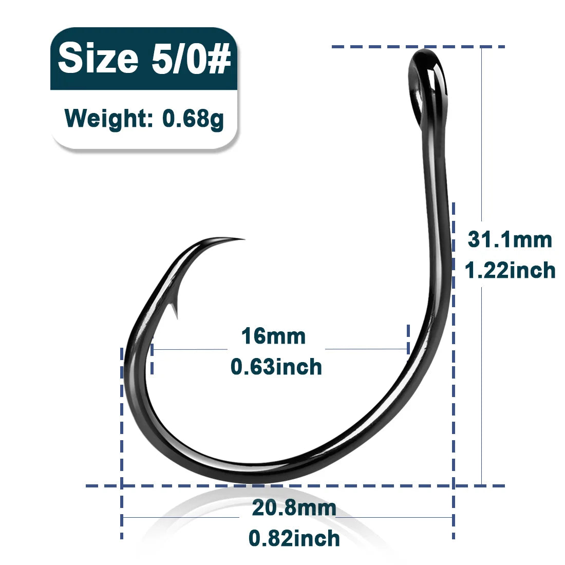 Non-Offset Saltwater Inline Circle Fishing Hooks