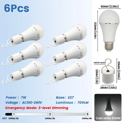 Rechargeable Emergency LED Light Bulb E27 – 1500mAh Power Outage Battery Backup Lamp