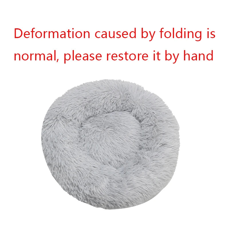 Round Warm Plush Washable Pet Bed