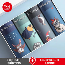 MiiOW 4Pcs Cotton Funny Animal Print Antibacterial Underwear