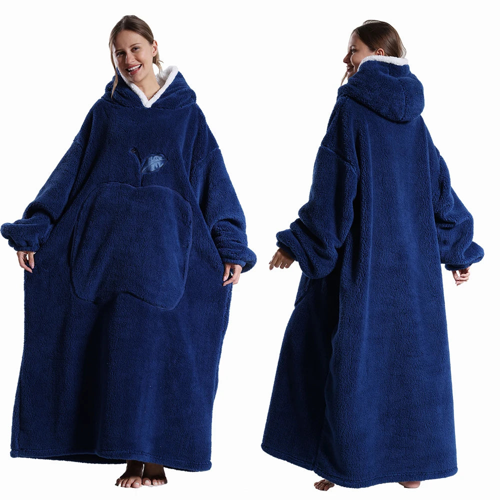Extra Long Wearable Blanket Robe with Full Sleeves