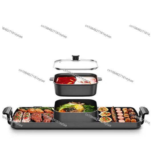 Electric Smokeless BBQ Grill with Hot Pot