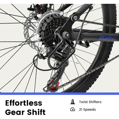 Ecarpat Full Front Suspension Mountain Bike with 21 Speed Steel Frame and Dual Disc Brakes