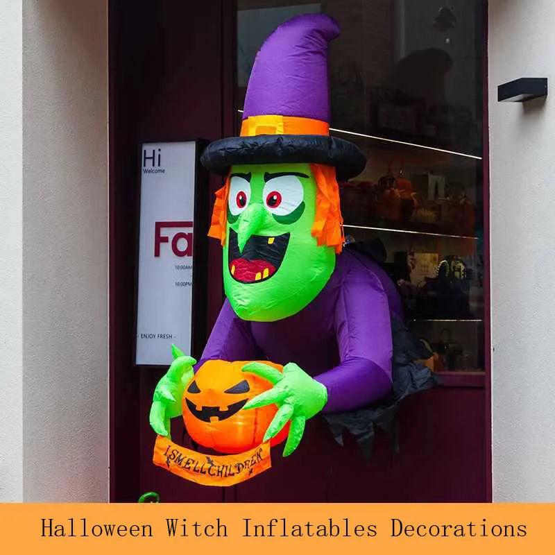 4 Ft Inflatable Halloween Witch with Built-In LED Lights