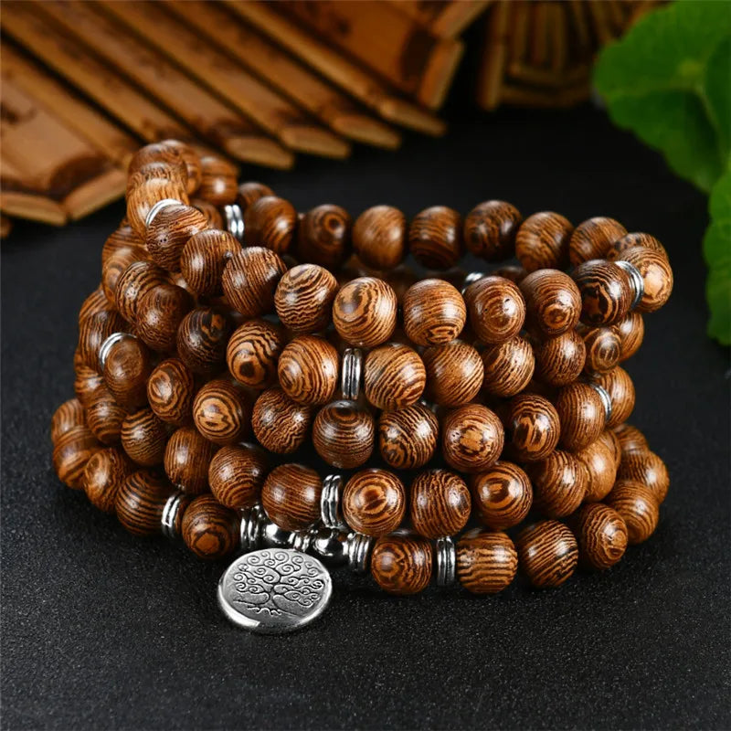 Natural Stone Six Words Mantra Bead Bracelet