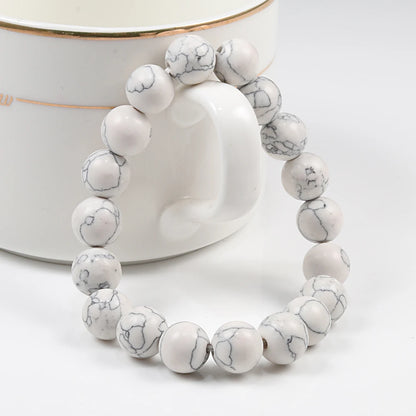 Natural Stone White Howlite Bead Bracelet