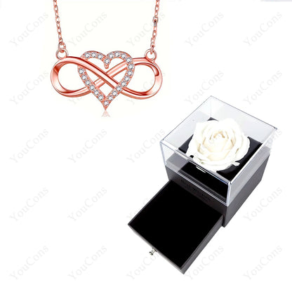 Luxury Heart Pendant Necklace with Rose Gift Box