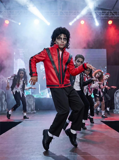 Boys' Michael Jackson Red Leather Jacket & Pants Set 