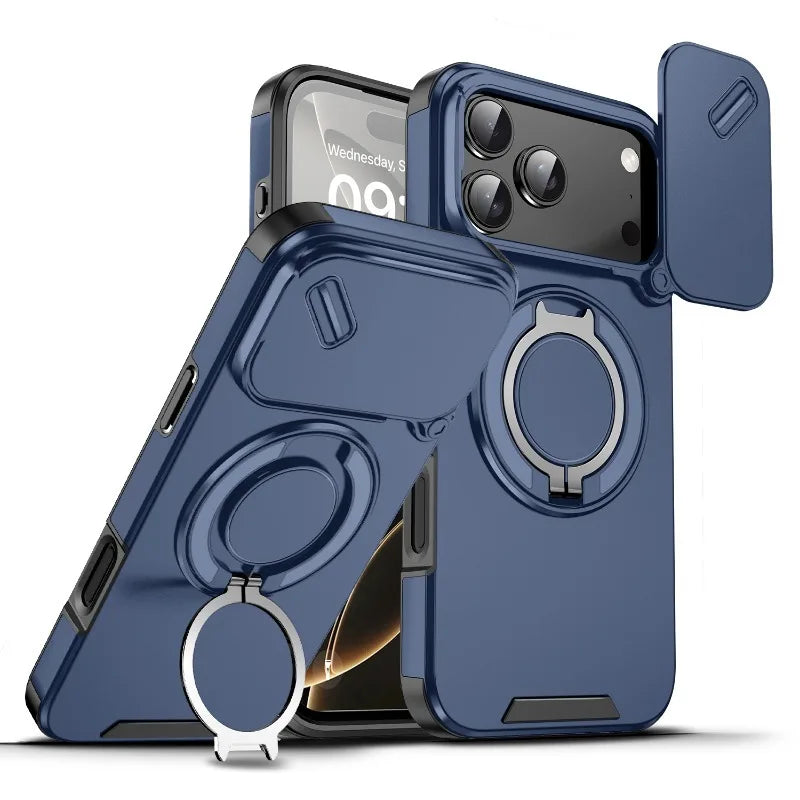 Heavy Duty Rugged Armor Magnetic Bracket Case For iPhone