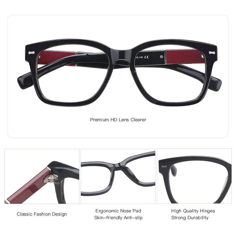 BLUEMOKY Retro Acetate Square Prescription Glasses