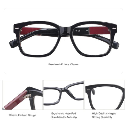 BLUEMOKY Retro Acetate Square Prescription Glasses