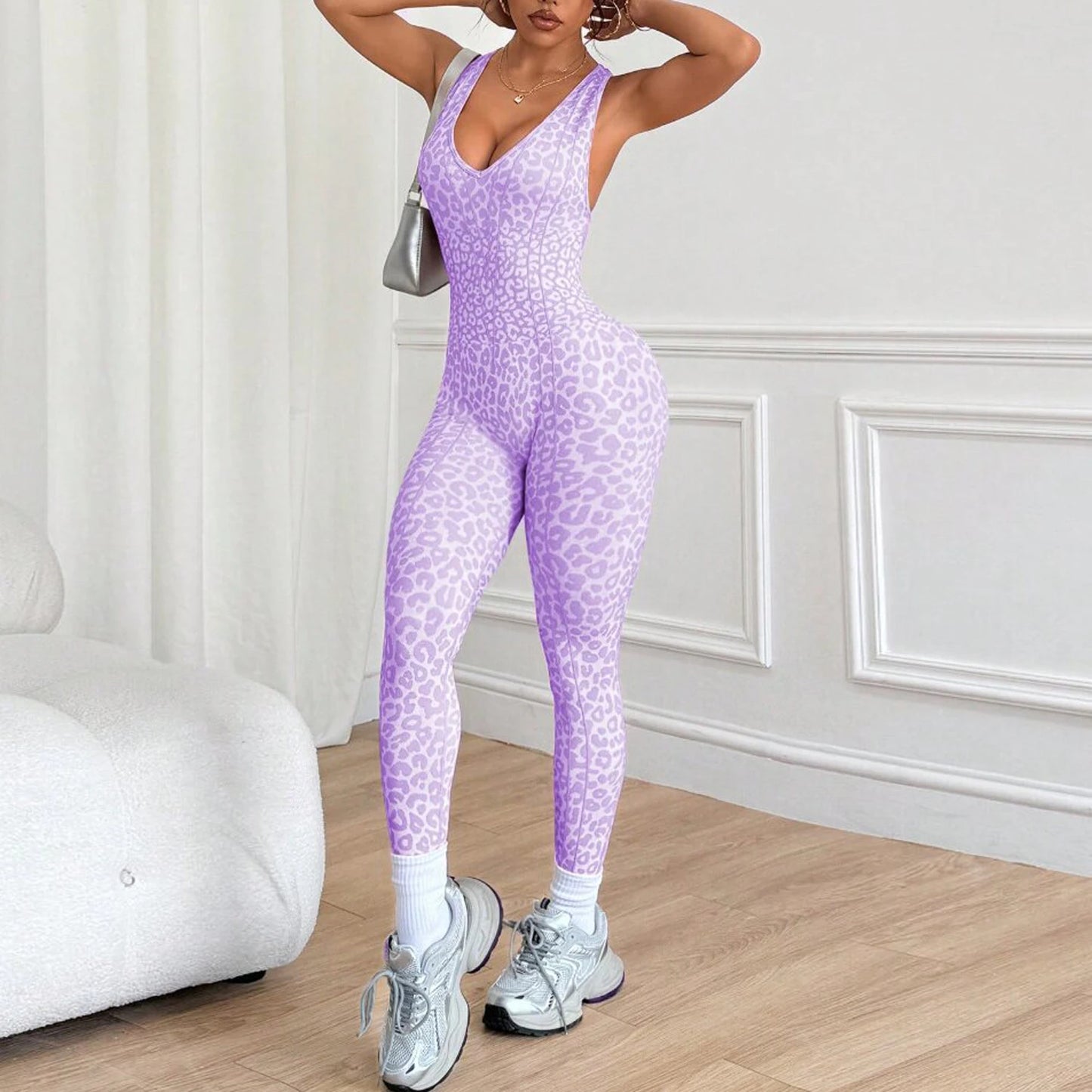 Leopard Print Scrunch Athletic Suit