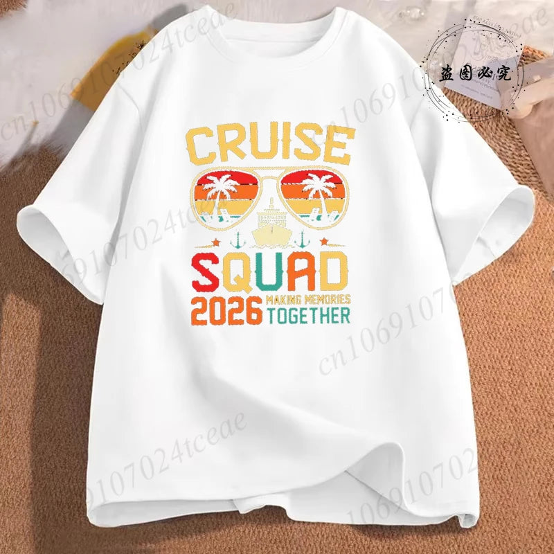 Women’s Cruise Squad 2026 Graphic T-Shirt – Casual Short Sleeve Vacation Tee