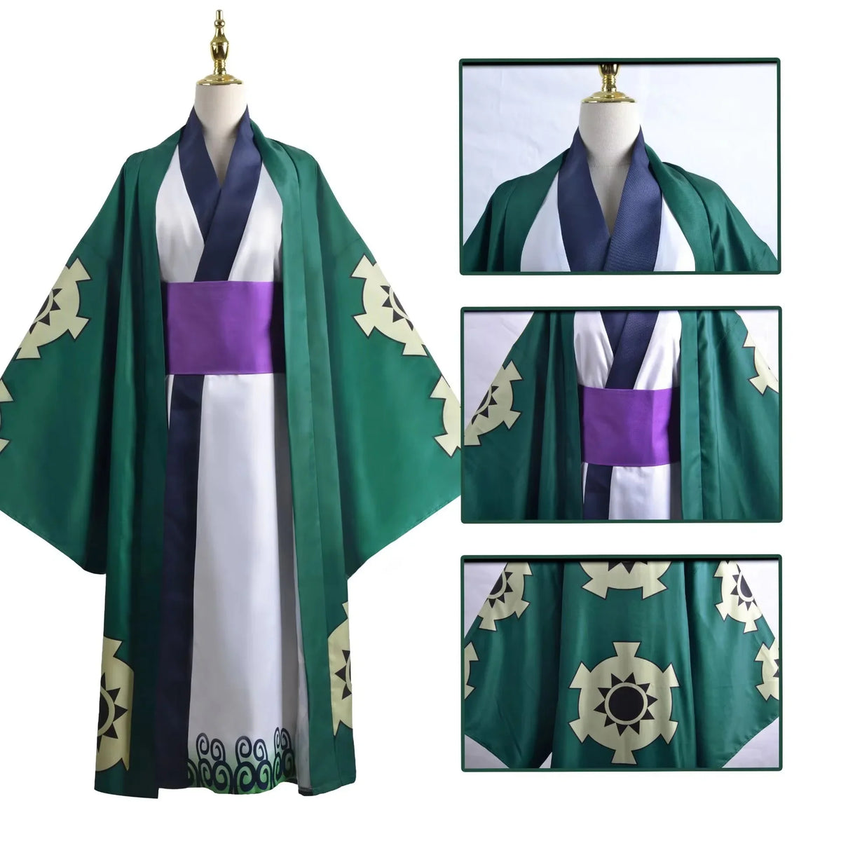 Green Roronoa Zoro Kimono Anime Cosplay Costume Set