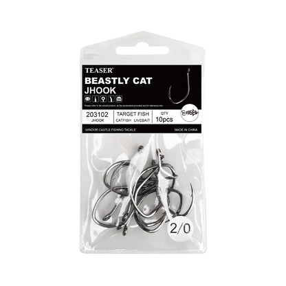 OBSESSION 10pcs High Carbon Steel Barbed Catfish Hooks 2/0-8/0