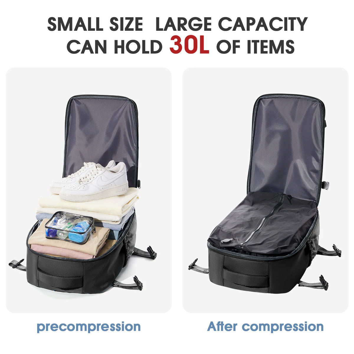 Vacuum Compression Expandable Travel Backpack & Laptop Bag