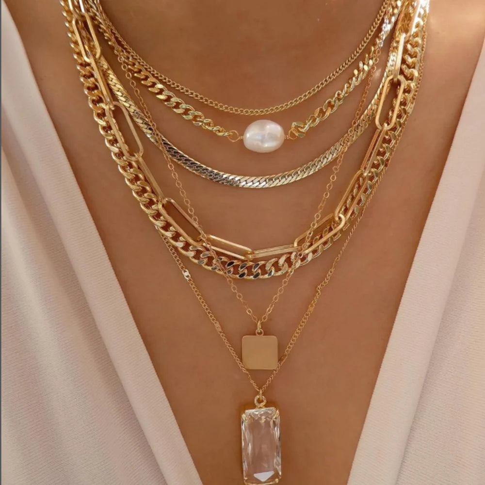 5pcs Simple Braided Bead Chain Necklaces
