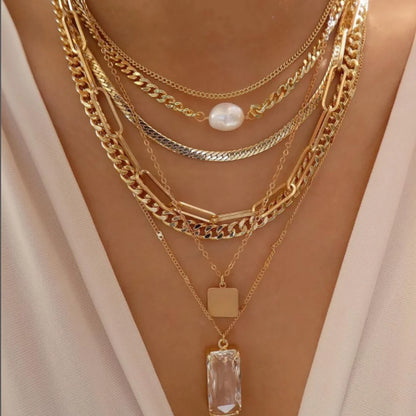5pcs Simple Braided Bead Chain Necklaces