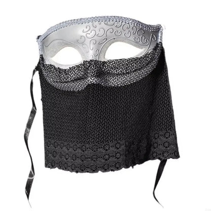 Retro Venetian Half-Face Mask with Veil for Masquerade & Costumes